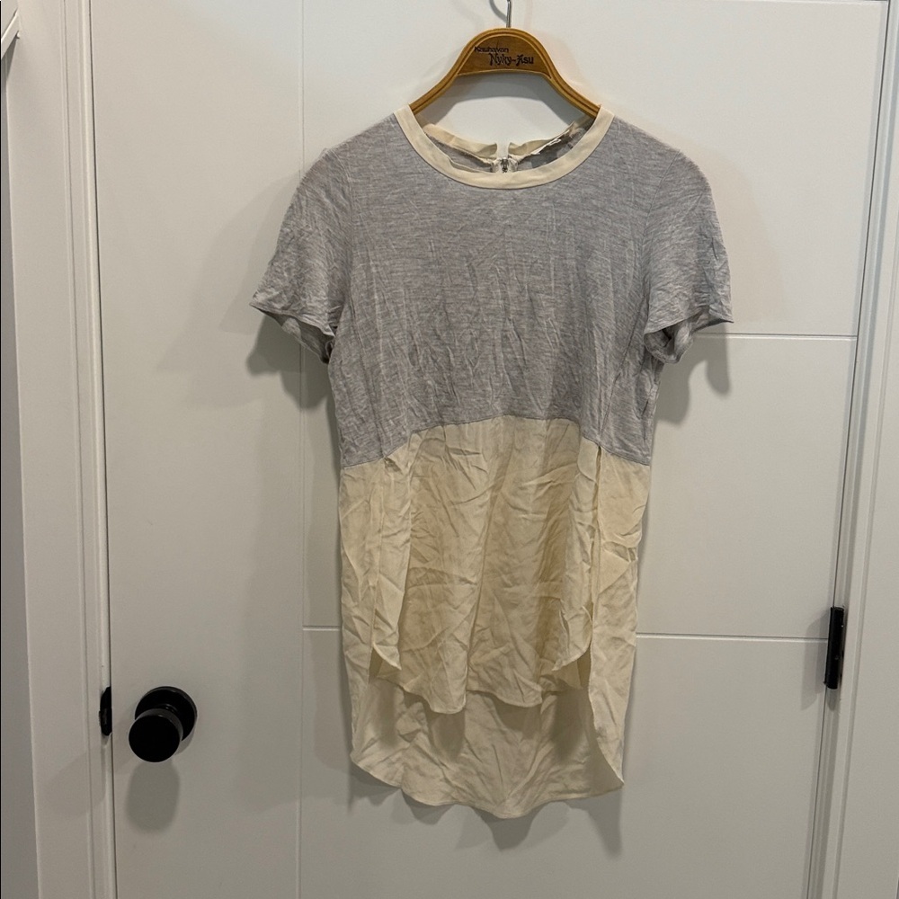 Wilfred Gray and Cream silk short sleeve shirt size XS